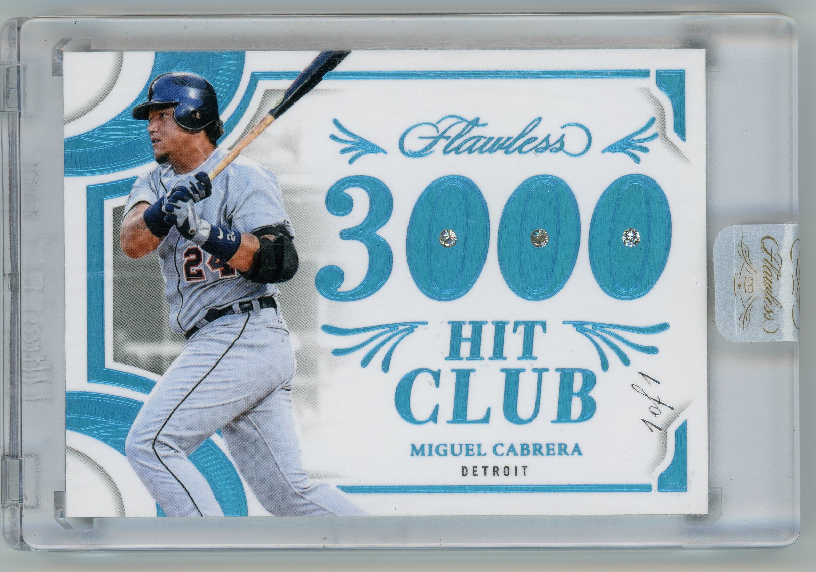 2025 Panini Flawless Miguel Cabrera 3000 Hit Club Platinum 1/1 Triple Diamond