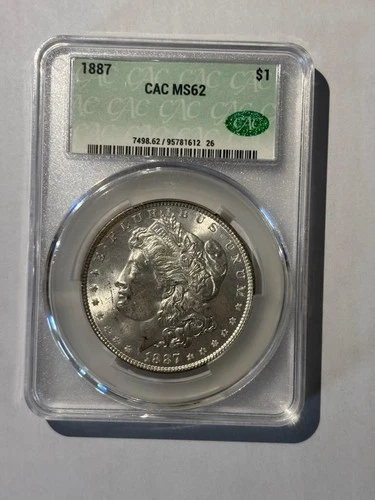 1887 U.S. $1 Morgan Silver Dollar CAC MS62