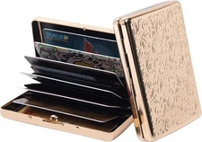 RFID Metal Blocking Credit Card Holder/Travel Wallet/Protective Shiny gold 