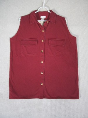 Vintage BASIC EQUIPMENT Women s Sleeveless Utility Shirt L Maroon Sleeveless