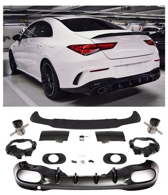 Für Mercedes W118 C118 CLA-KLASSE Diffusor + Auspuffblenden 1x1 SCHWARZ AMG O...