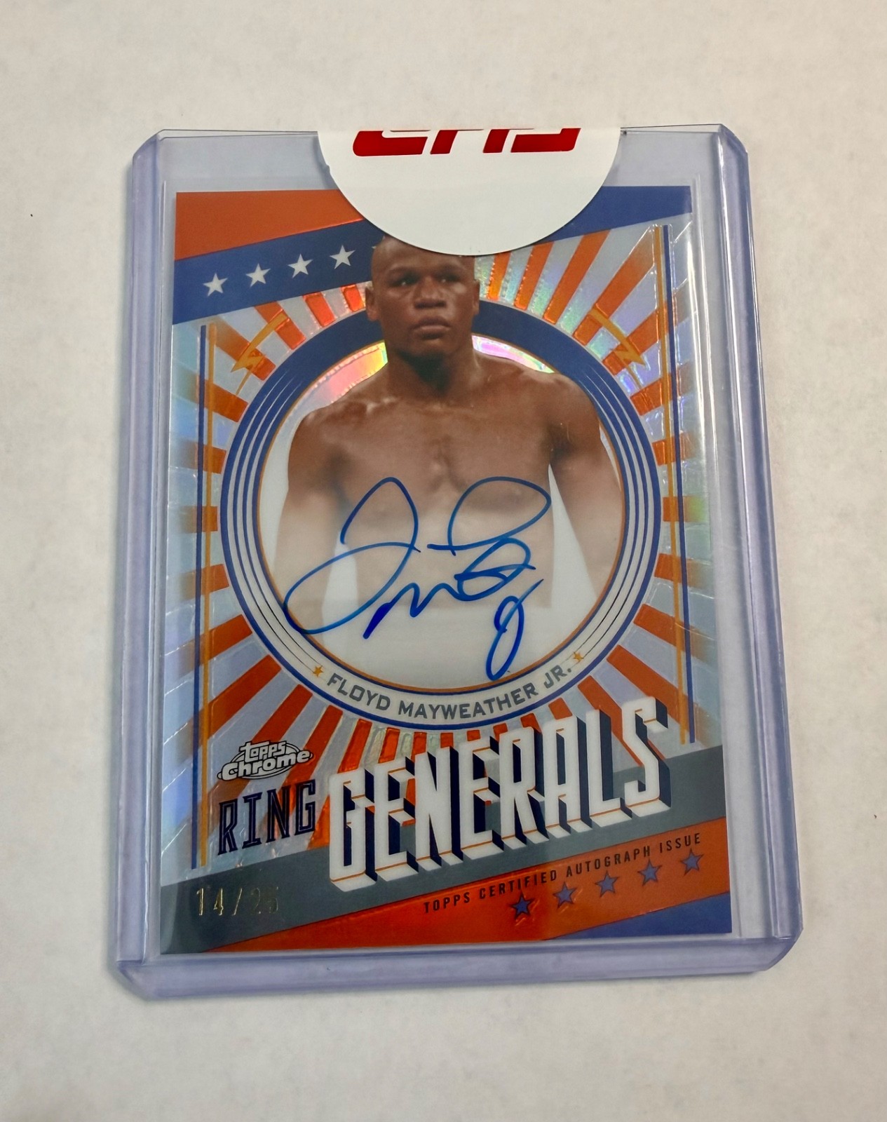 2024 Topps Chrome Boxing Floyd Mayweather Orange Ring Generals Auto /25