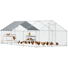 PawHut Large Metal Chicken Coop with Waterproof Cover, 9.8' x 19.7' x 6.4'