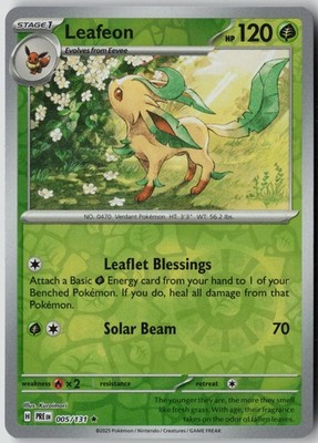 Leafeon 005/131 Holo Rare Prismatic Evolutions Pokemon Reverse Holo Near Mint