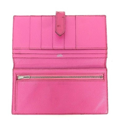 Hermes Paris Bearn Saffre Ostrich Bifold Long Wallet Purse Pink