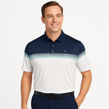 Callaway Men  s XXL Opti-Dri Golf Polo White Navy Moisture Wicking Stretch Shirt