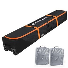 Rolling Ski Bag, Padded Snowboard Bags with Wheels for Air Travel, 190cm Black