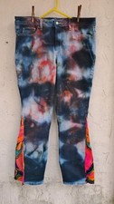 Upcycled Tie Dyed Jeans W/Flare Panel Hippie Boho Size 14