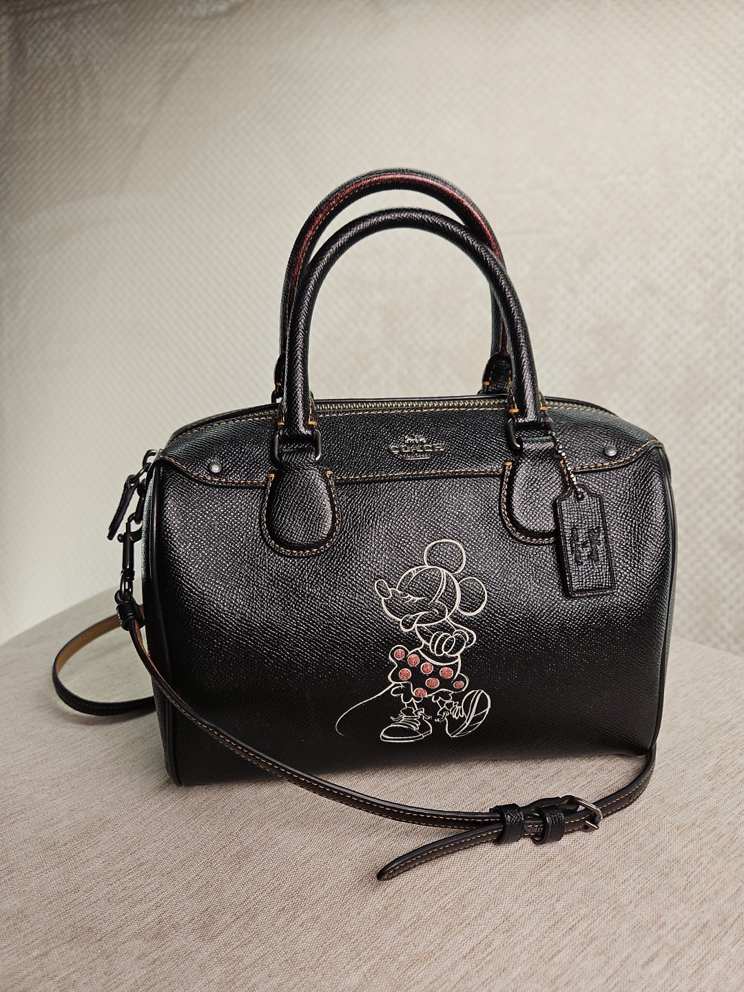 Disney & Coach Minnie Mouse Satchel Crossbdy 2 Ways Mini Bennett Bag, Pre-loved