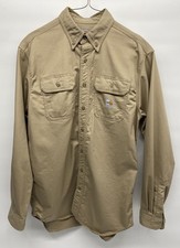 Carhartt Men  s Flame Resistant FR Classic Tan Work Shirt Triple Stitched LRG
