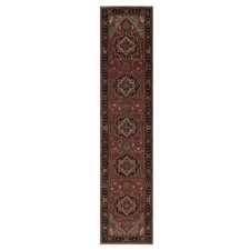 2'6"x12' Barn Red Fine Heris Re-Creation Wool Hand Knotted Runner Rug R92450