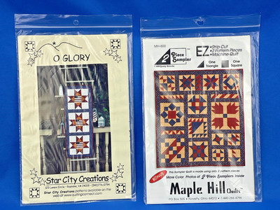 Quilt Block Patterns Lot of 2 - O Glory & 2 Piece Sampler - NEW - FREE SHIPPING!