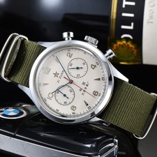 Seagull 1963 Quartz Sapphire Chronograph Watch 40mm Waterproof