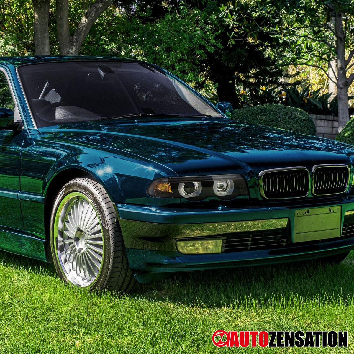 ヘッドライトバラスト Compatible With E38 1998 1999 2000 2001 Z8 E52 2000-200 Fit 1995-2001 BMW E38 740i 750iL Black LED Halo Bar Projector Headlights  Lamps