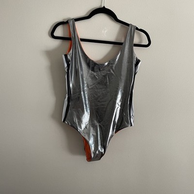 Perfect Moment Women M Silver Orange Charlton Reversible One-Piece Swimsuit NWT