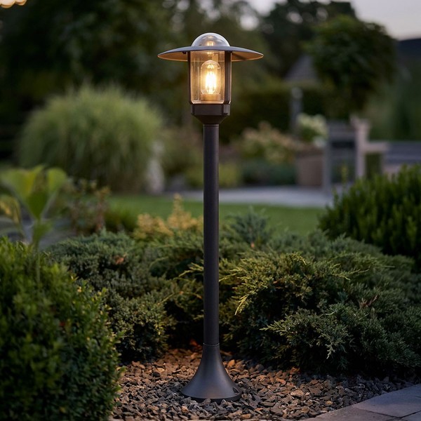 Led Stehleuchte Wegelampe Aluminium Glas AußEnstehleuchte IP44 Schwarz H 97,5 Cm-image
