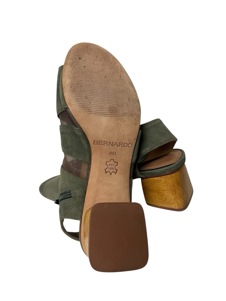 Tiradores de malla Anthropologie Bernardo Bailey gamuza verde militar para mujer talla 9M Foto 2 de 4