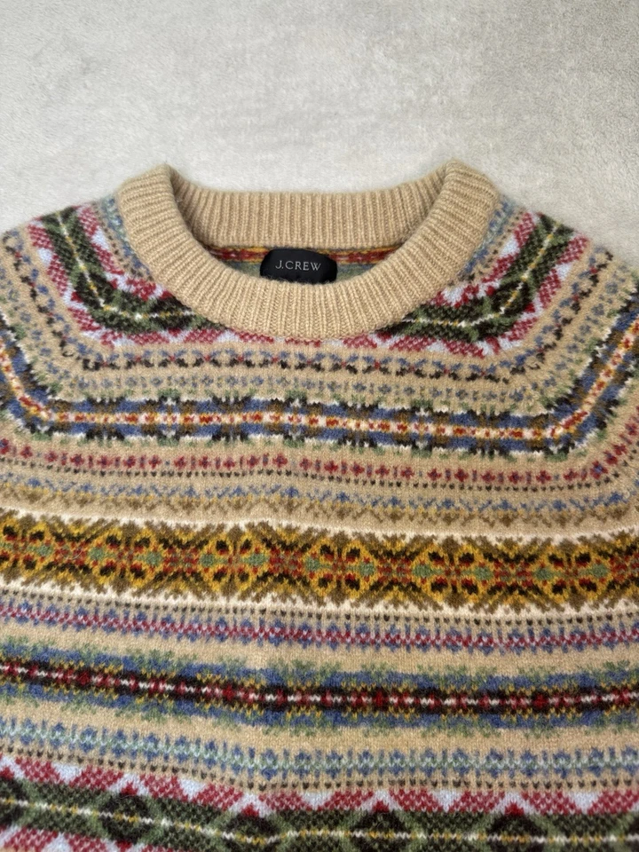 🔥J.Crew Mens Lambswool Sweater Medium Crewneck Fair Isle Nordic Ski Outdoors - Image 2 of 4