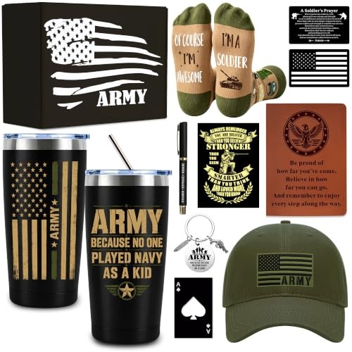 10 Pcs Army Gifts for Men, Military Gifts with 20 Oz Tumbler Journal ...