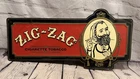 Vintage Zig Zag Cigarettte Tobacco Sign Tin Embossed 24"