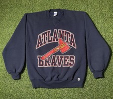 Vintage 1995 Russell Athletic Atlanta Braves Crewneck Pullover Spellout Tomahawk