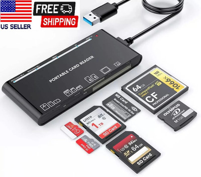 USB 3.0 Multi-Card Reader 7-in-1 Adapter 5Gbps SD/CF/TF/XD/MS UHS-I Windows/Mac