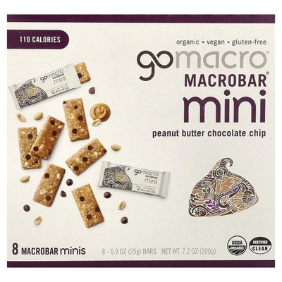 MacroBar  Mini, Peanut Butter Chocolate Chip, 8 Bars, 0.9 oz (25 g) Each
