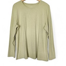 Pure Jill Stretch Pima Cotton Crew Neck Tee Long Sleeve XL Sage Green T-Shirt