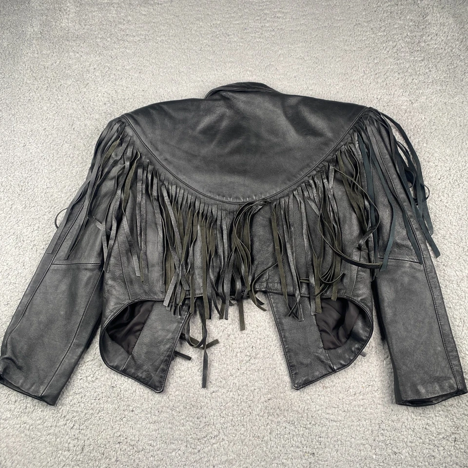 Continental кожи моды куртка женщин маленький бахрома открытый передний Western мотоциклиста - Изображение 4 из 4