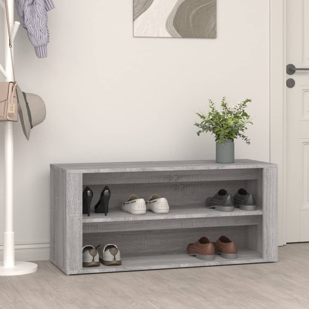 Scarpiera Grigio Sonoma 100x35x45 cm | Mobile Ingresso Panca Legno