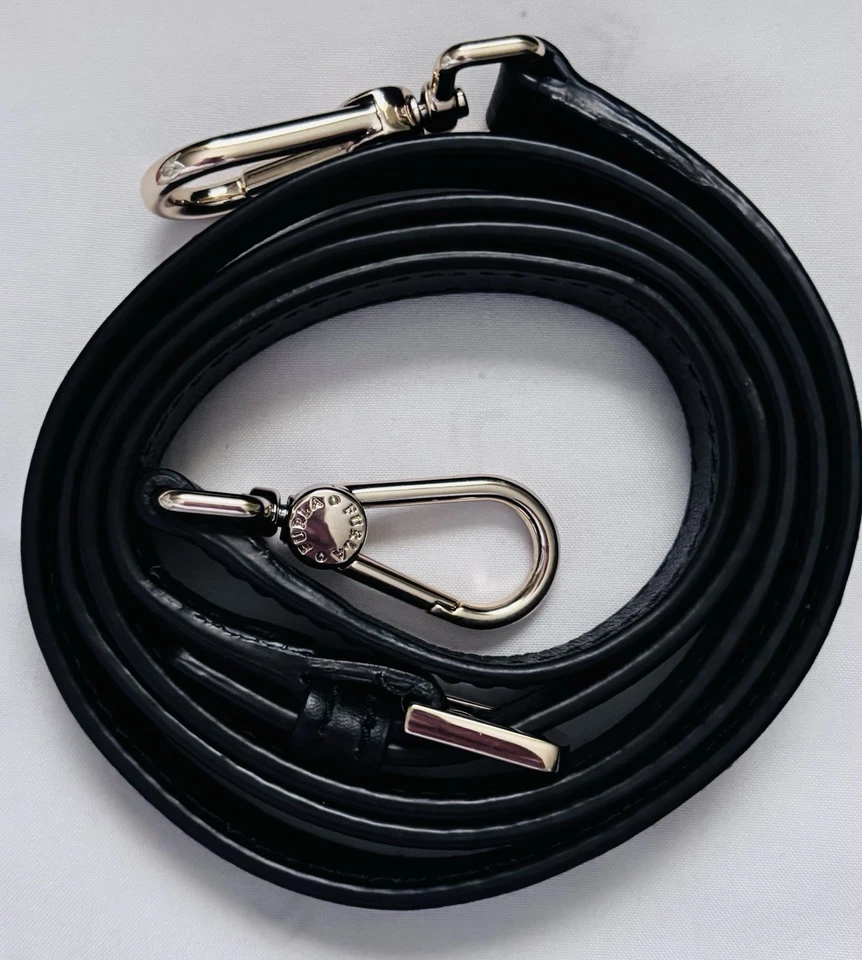 Furla Lucky Tote Black/White Color Block Leather Shoulder Bag Women's - Image 3 of 4