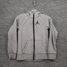 Jordan Hoodie Kids Boy Medium Gray Full Zip Sweatshirt Fleece Jumpman Basketball