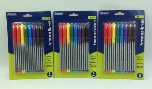 Assorted Multi Color Ultra Fine Tip Permanent Markers 8 Pack Office School Lot 3