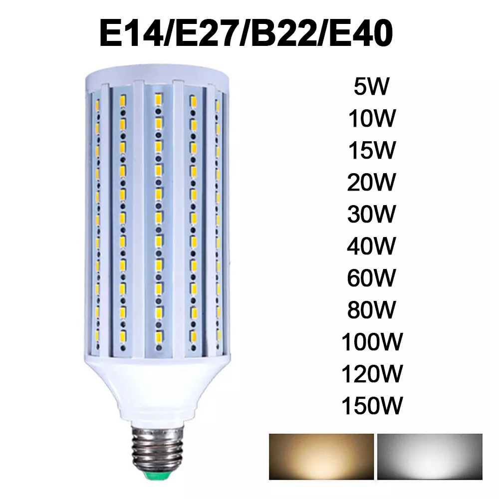 E27 B22 E40 E14 LED Corn Bulbs Light 5 150W 5730 SMD Bayonet Screw Bulbs White