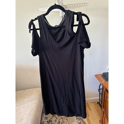Sanctuary Black Cold Shoulder Dress Daytime T-Shirt V-Neck Short Sleeve  Size XS | eBay