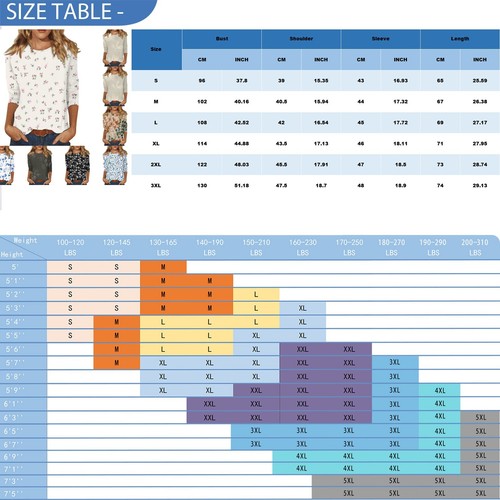 Women's`Fashion Casual Three Quarter Sleeve T-Shirt Line Printing O-Neck Tops-A - Picture 39 of 45
