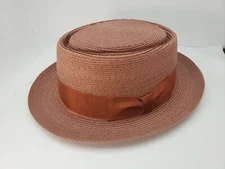 BILTMORE RUST MILAN STRAW PORK PIE HAT MADE IN CANADA