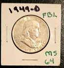 1949 D Franklin Half Dollar 50 Cent Coin Rare, Exceptionally High Grade BU/UNC!