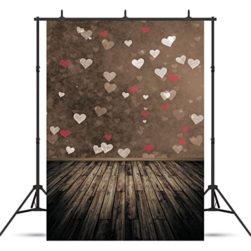 Valentine's Day Photography Backdrop Vintage Wood Floor Backdrops 5x7FT Brown - Picture 1 of 7