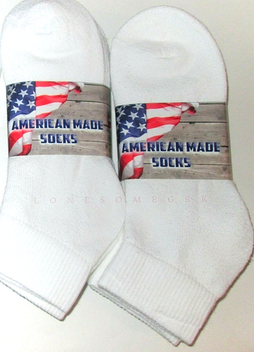 6 Pairs Womens Cotton Ankle Lightly Cushioned Sport Socks Medium Weight USA Made - Picture 3 of 13