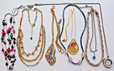 LOFT, 18KR GP  2 Signed Vintage Estate to Recent Lot of 9 Chain Bead Necklaces