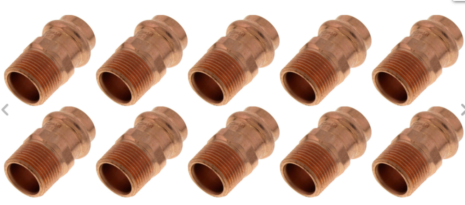 (LOTS OF 10) 1/2" Propress Copper Male Adapter Fittings (P x MPT) 
