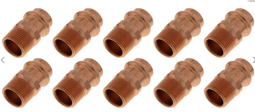 (LOTS OF 10) 1/2" Propress Copper Male Adapter Fittings (P x MPT)