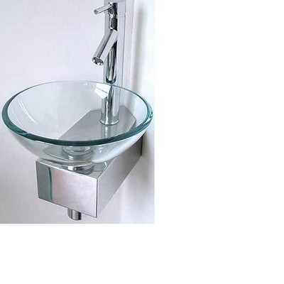 Space Saving Corner Bathroom Sink Basin Glass Wall Mount Stand Tap Waste - Glass Corner Sink Space Saving Corner Bathroom Sink Basin Glass Wall Mount Stand Tap Waste - Glass Corner Sink