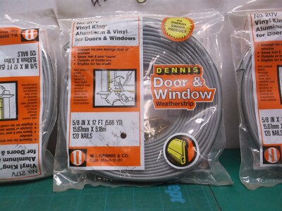 3pk VINYL KING ALUMINUM & VINYL WEATHERSTRIP DOOR WINDOW 5/8'' 17' LONG