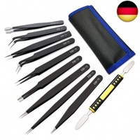 Mnbs Esd Pinzetten Set 10Stk PräZisions Antistatisch Edelstahl + Brechstange