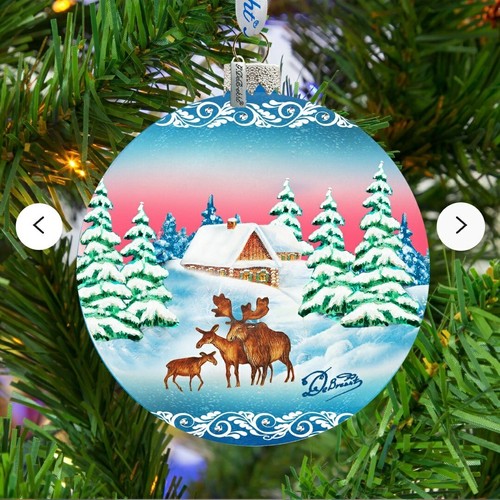G.Debrekht 73416 Holiday Splendor Glass Winter Reindeer Ball 3.5" Glass Ornament - Picture 11 of 11