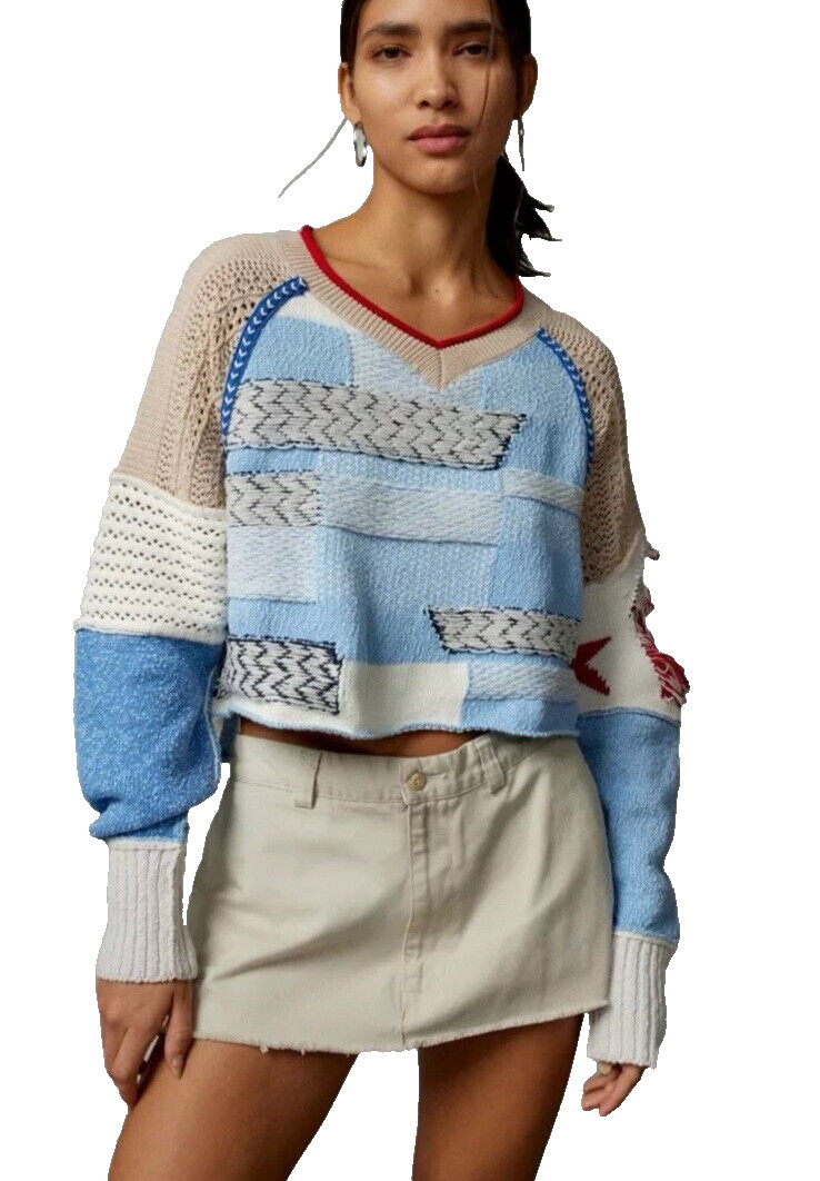 BDG Women's S Johnny Patchwork Pullover Sweater S… - image 1