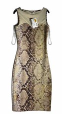 Guess Amanda Sleeveless Snake-Print Midi Dress Women's S Glam Snake Side Zipped