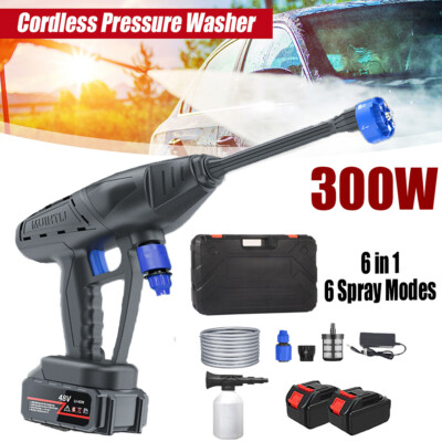 #ad 300W Wireless Portable Car Washer Gun High Pressure Washer Cleaner W 6 Nozzles $62.29